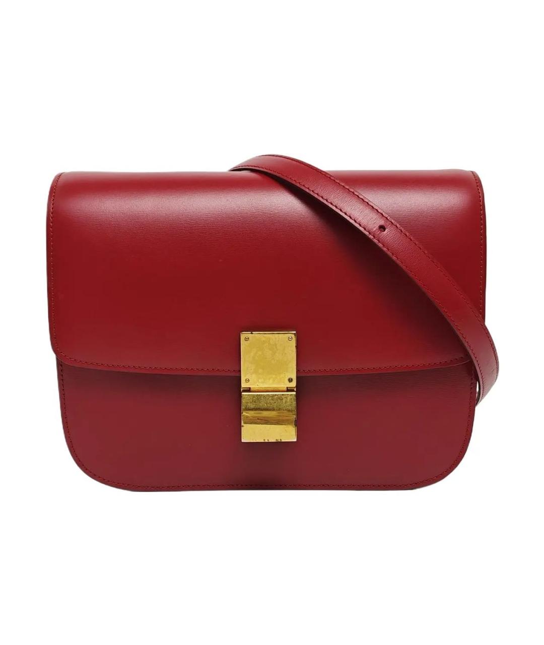 CELINE Красная кожаная сумка через плечо, фото 1
