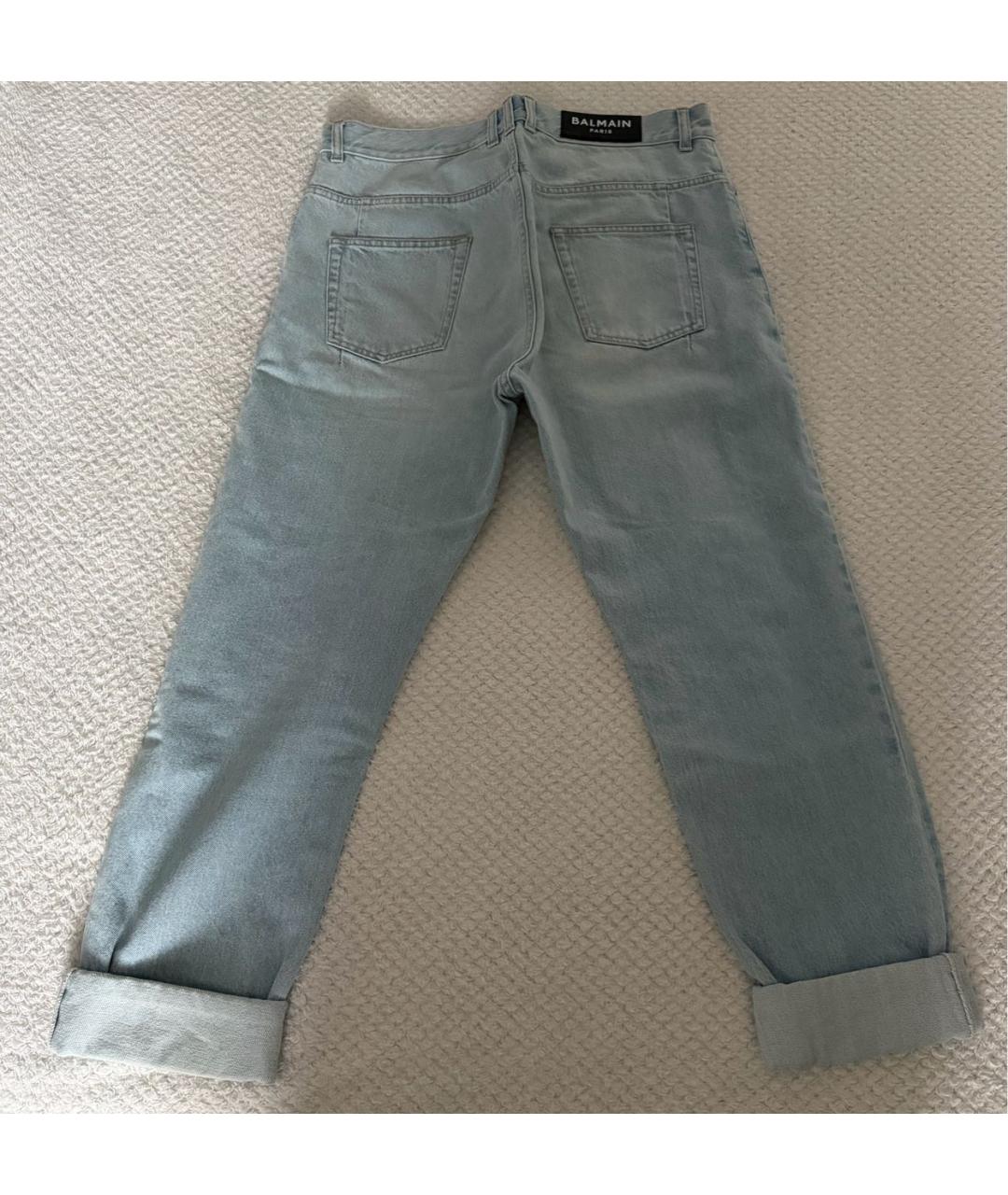 BALMAIN Голубые хлопковые прямые джинсы, фото 2