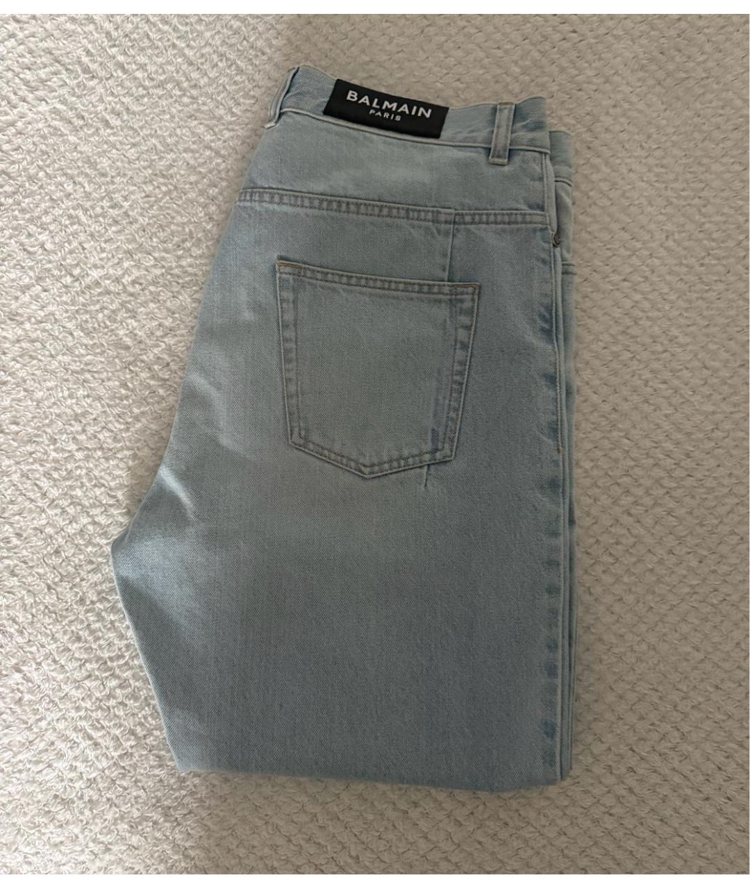 BALMAIN Голубые хлопковые прямые джинсы, фото 3