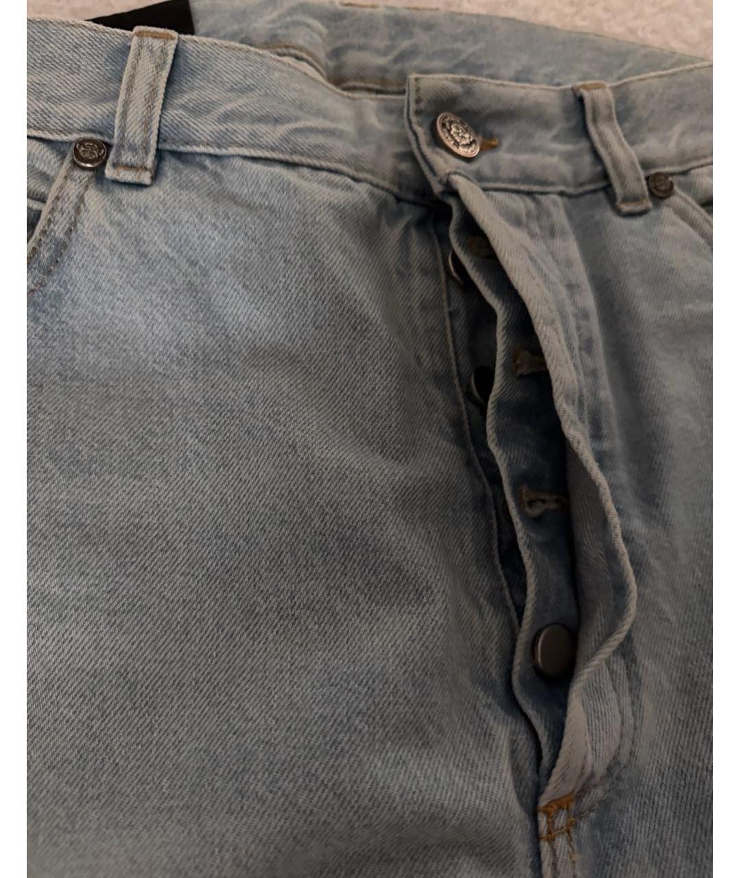 BALMAIN Голубые хлопковые прямые джинсы, фото 4