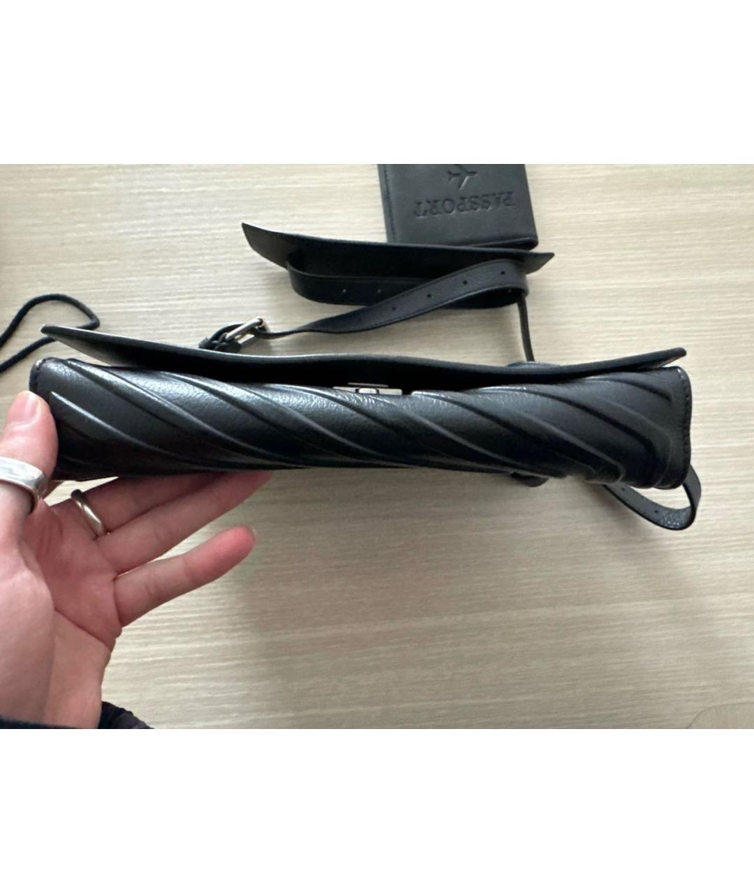 BALENCIAGA Черная кожаная сумка на плечо, фото 8