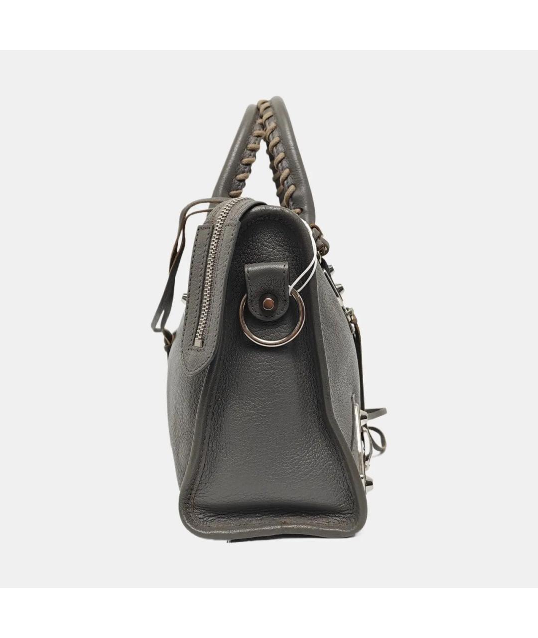 BALENCIAGA Серая кожаная сумка с короткими ручками, фото 3