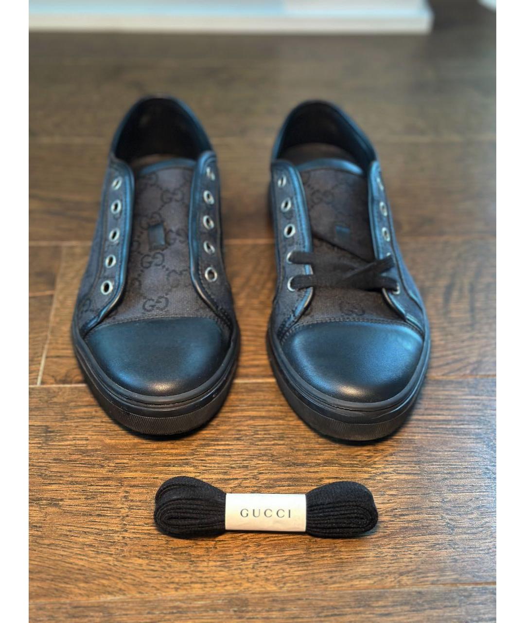 GUCCI Черные кожаные кеды, фото 6