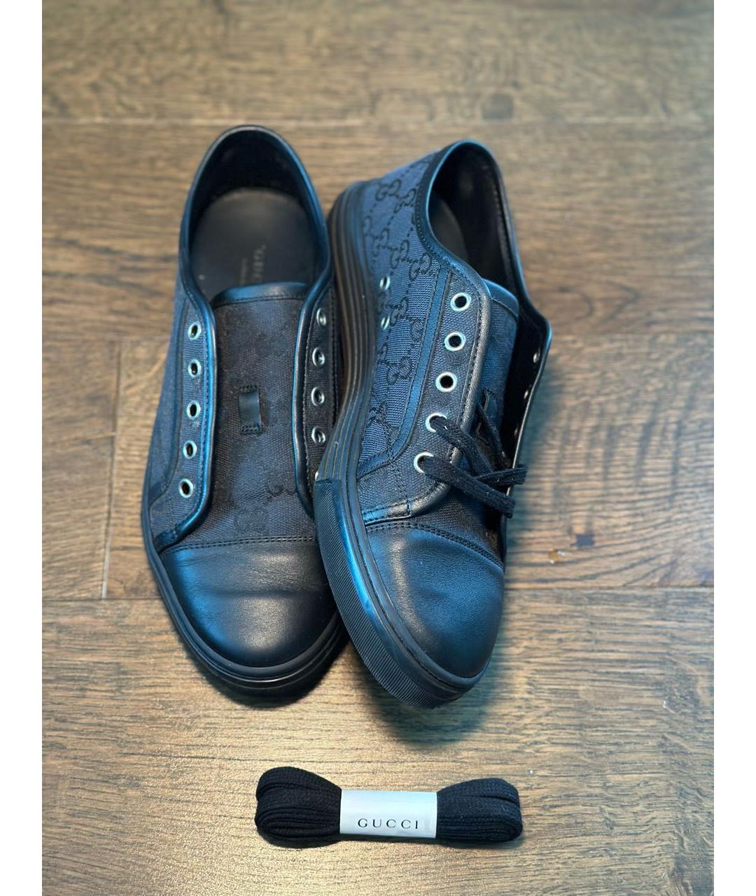 GUCCI Черные кожаные кеды, фото 2
