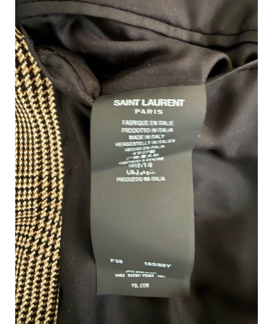 SAINT LAURENT Коричневый шерстяной жакет/пиджак, фото 4