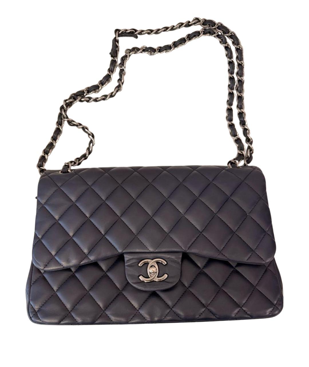 CHANEL Темно-синяя кожаная сумка через плечо, фото 1