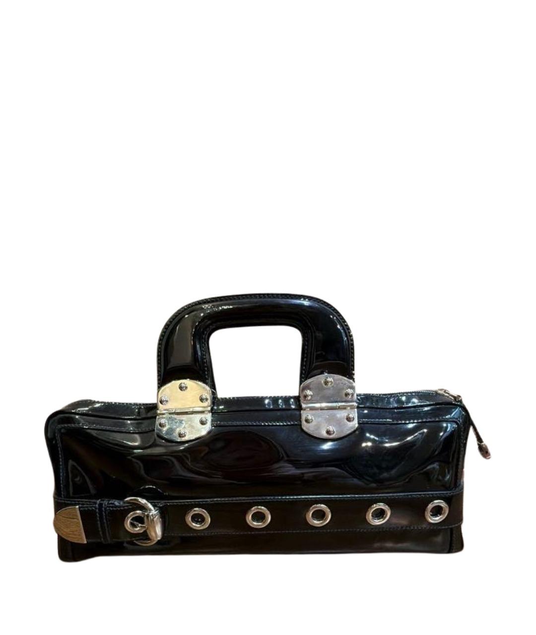 GUCCI Черная сумка с короткими ручками из лакированной кожи, фото 1