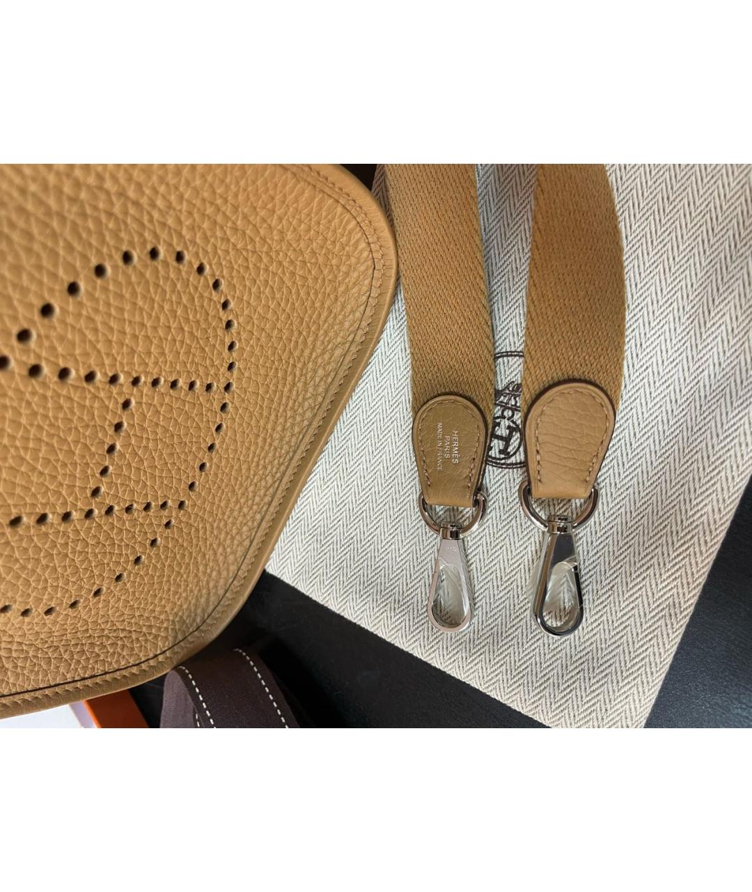 HERMES Бежевая кожаная сумка через плечо, фото 3