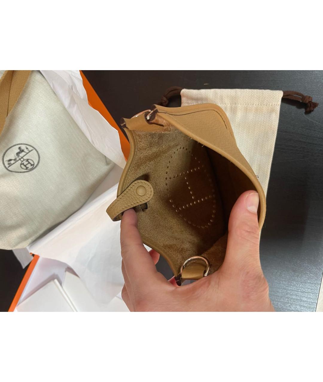 HERMES Бежевая кожаная сумка через плечо, фото 4