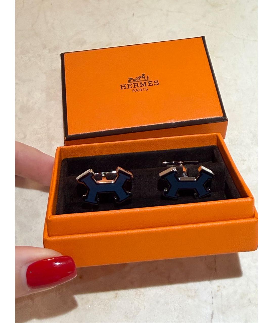 HERMES Темно-синие керамические запонки, фото 6