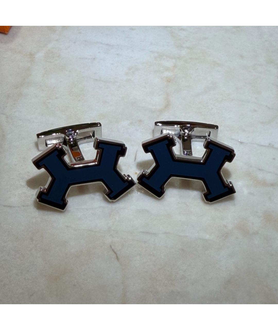 HERMES Темно-синие керамические запонки, фото 9