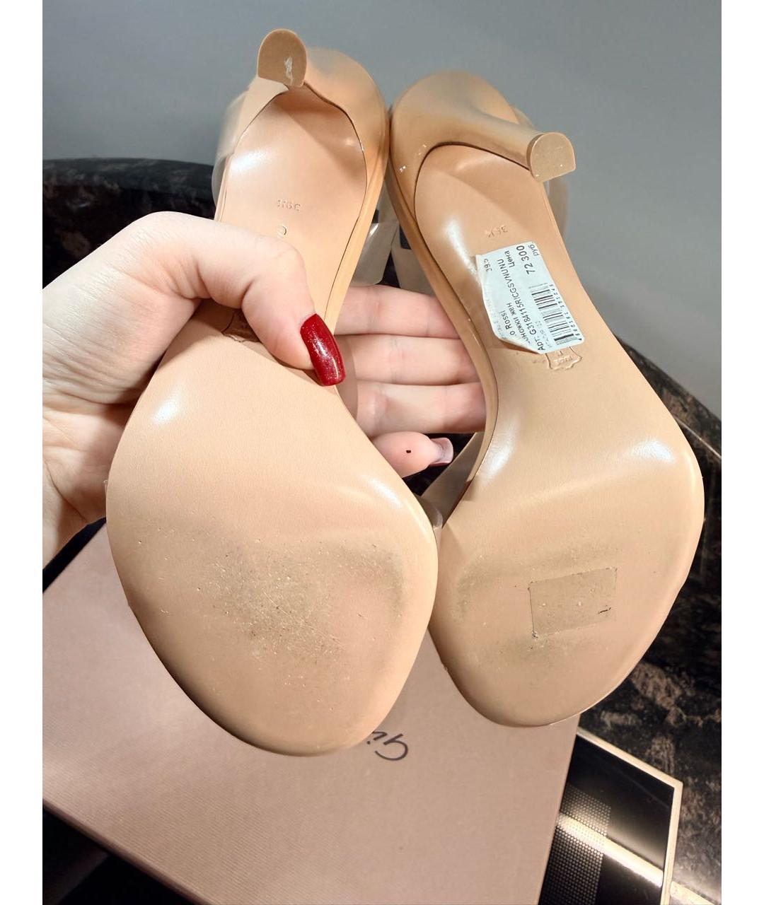 GIANVITO ROSSI Бежевые босоножки из лакированной кожи, фото 6