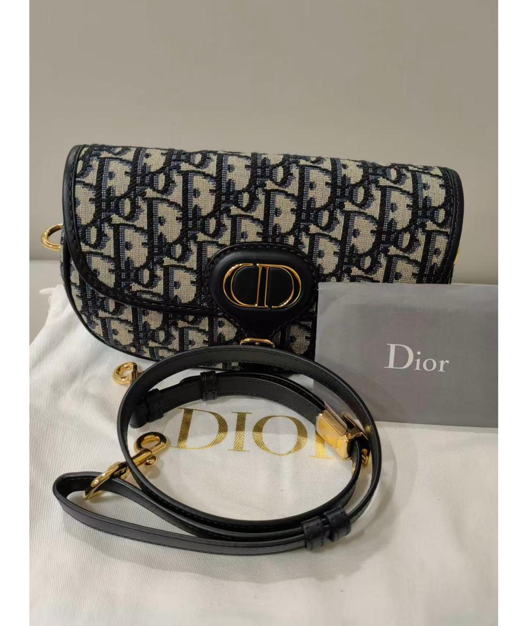 CHRISTIAN DIOR Голубая тканевая сумка через плечо, фото 2