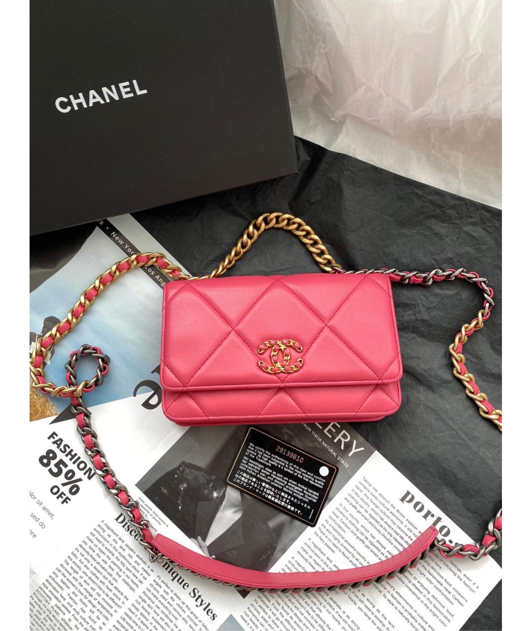 CHANEL Розовая кожаная сумка через плечо, фото 10