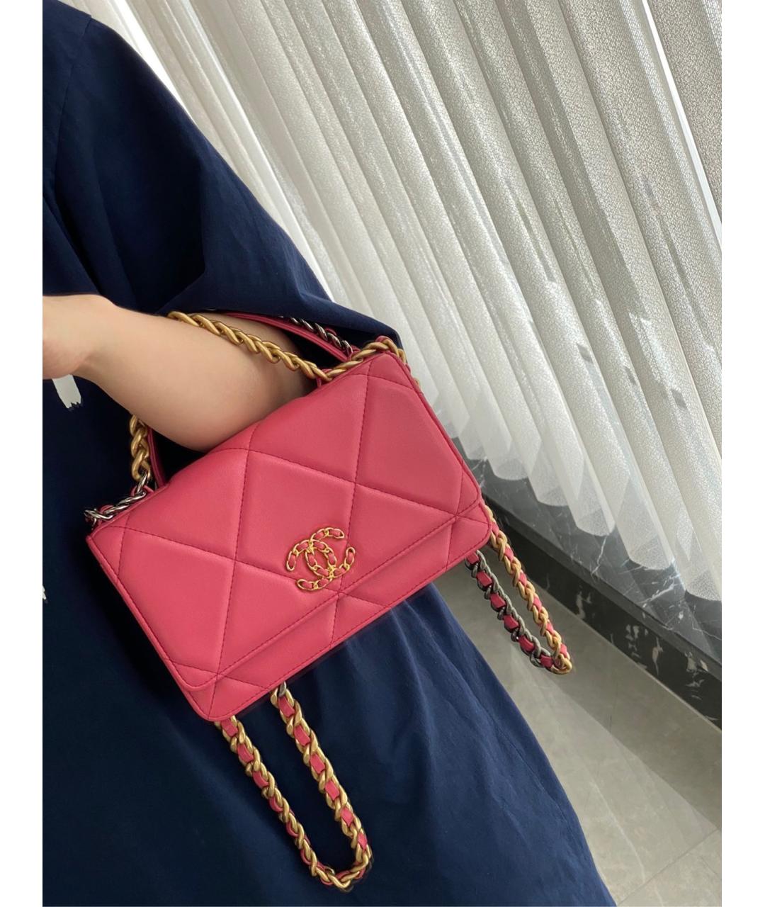 CHANEL Розовая кожаная сумка через плечо, фото 8