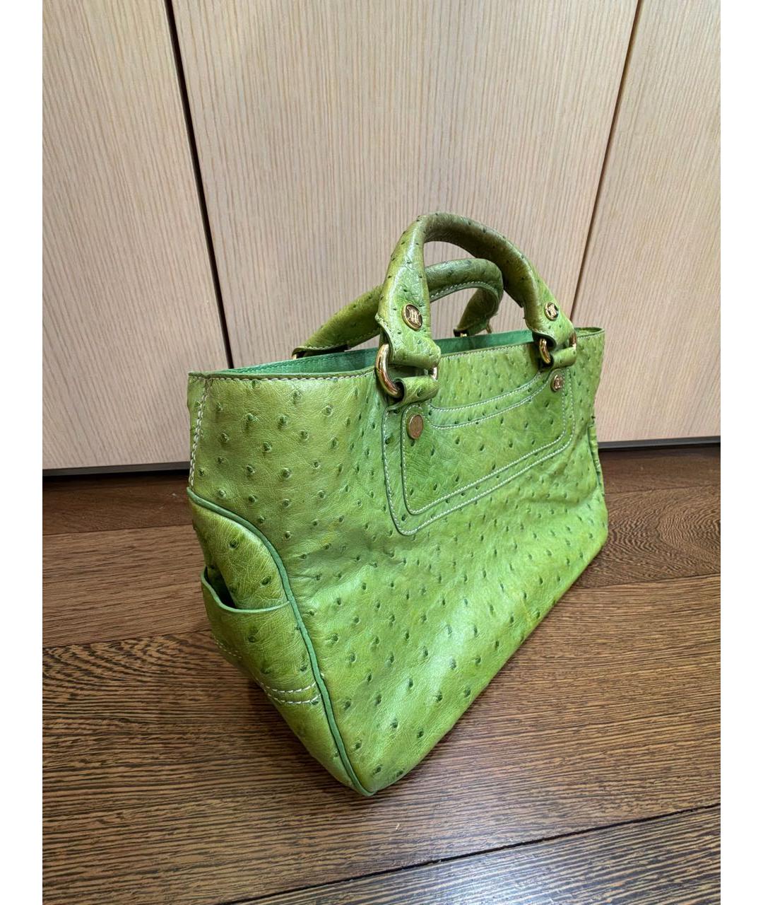 CELINE Зеленая сумка с короткими ручками из экзотической кожи, фото 2