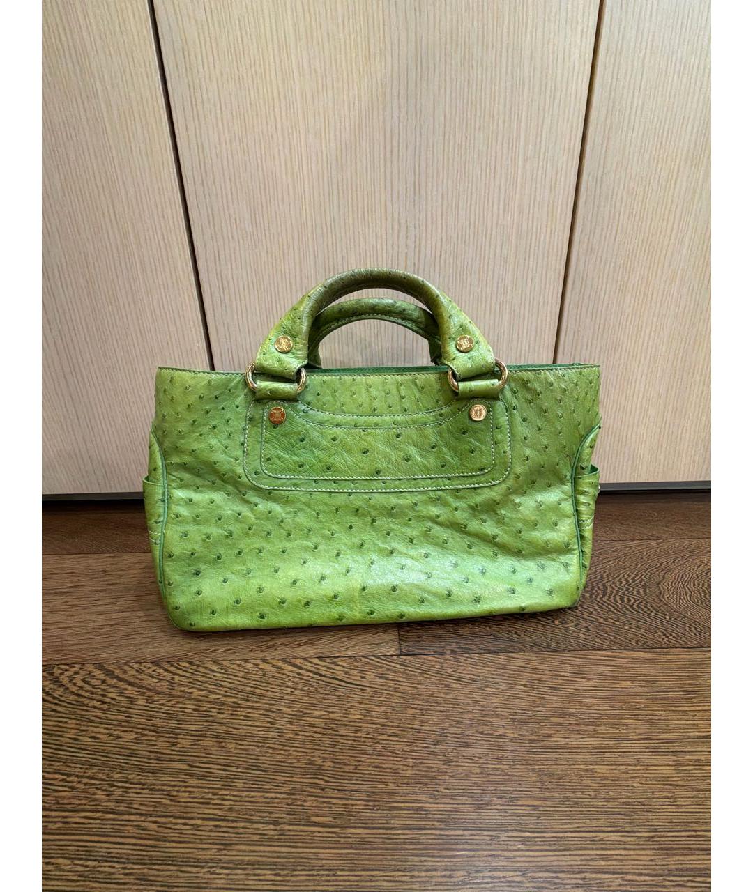 CELINE Зеленая сумка с короткими ручками из экзотической кожи, фото 6