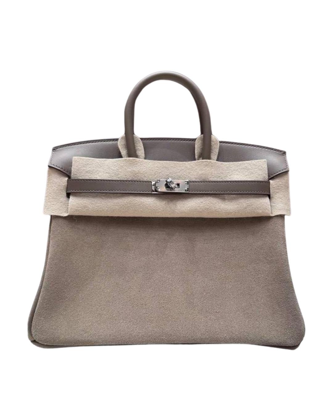 HERMES Бежевая замшевая сумка с короткими ручками, фото 1
