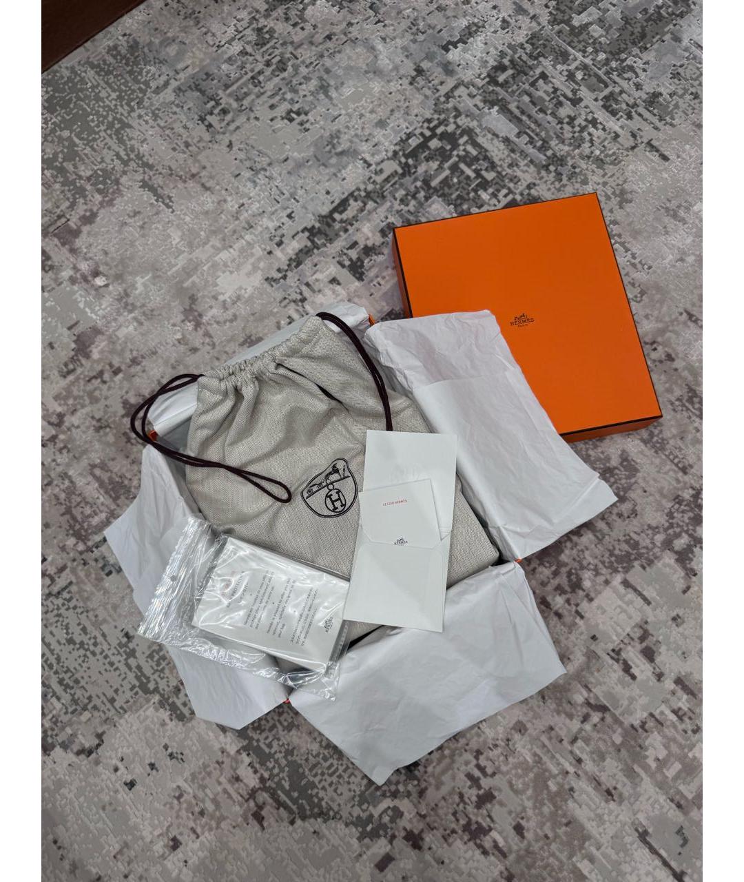 HERMES Бежевая замшевая сумка с короткими ручками, фото 4