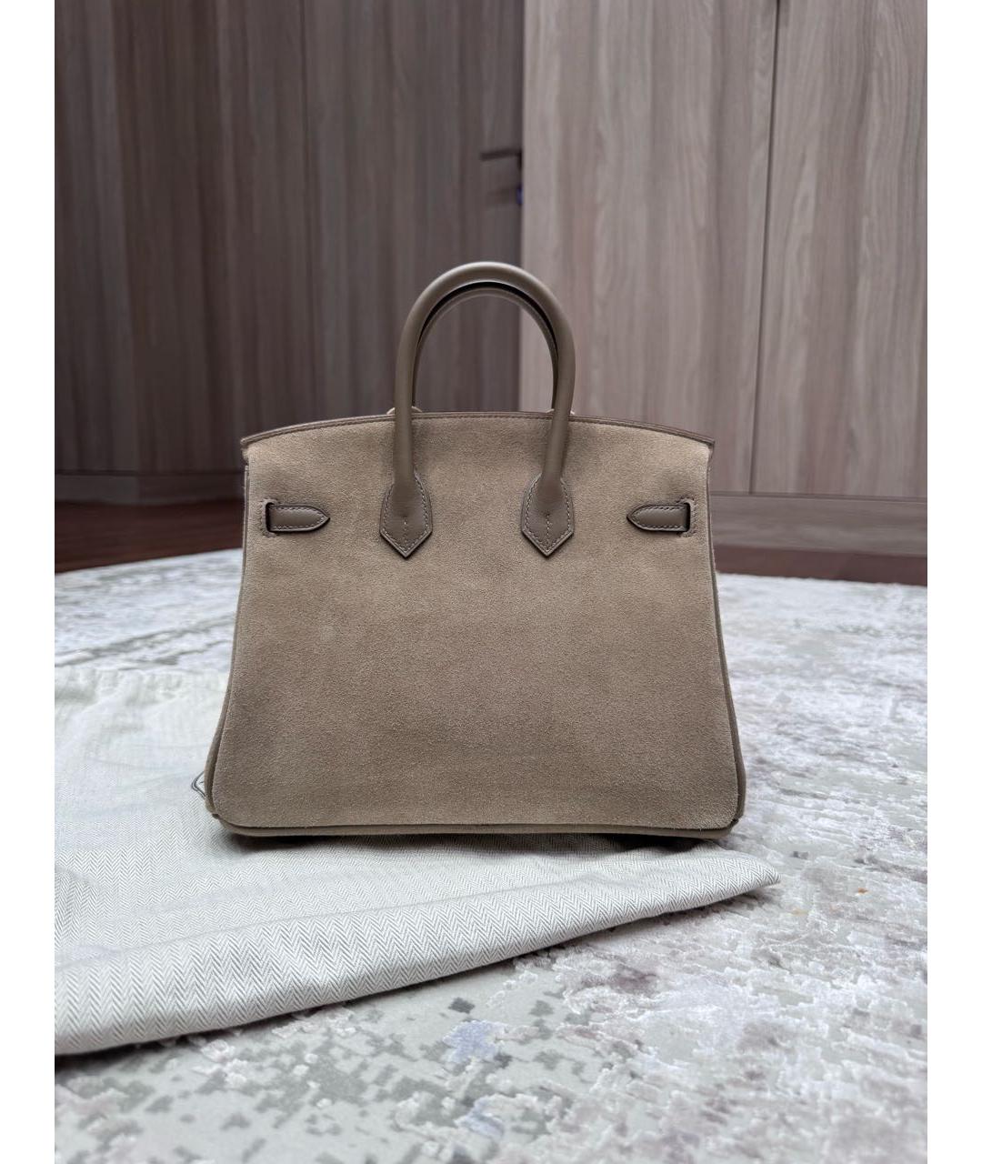 HERMES Бежевая замшевая сумка с короткими ручками, фото 3