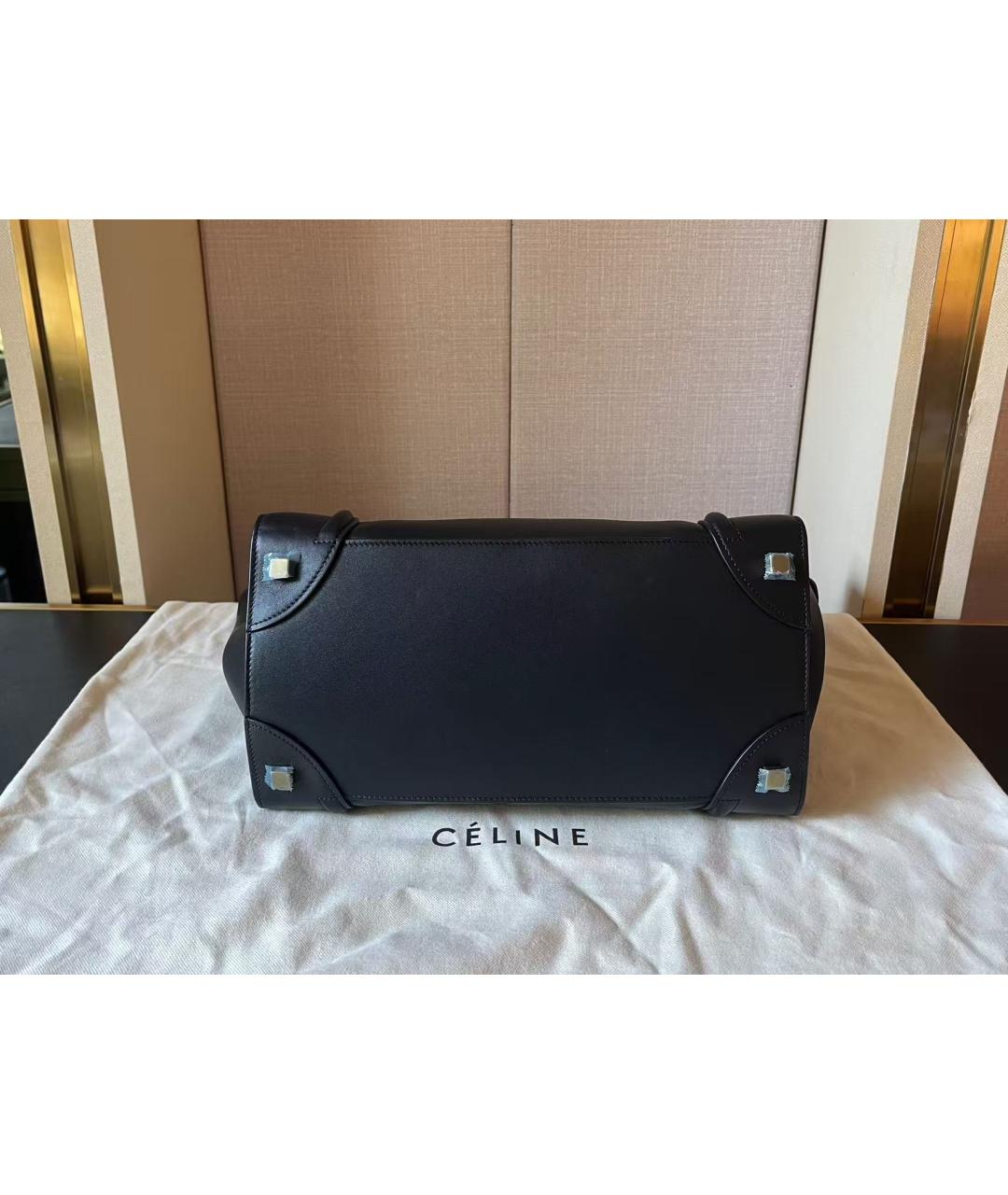 CELINE Черная кожаная сумка тоут, фото 5