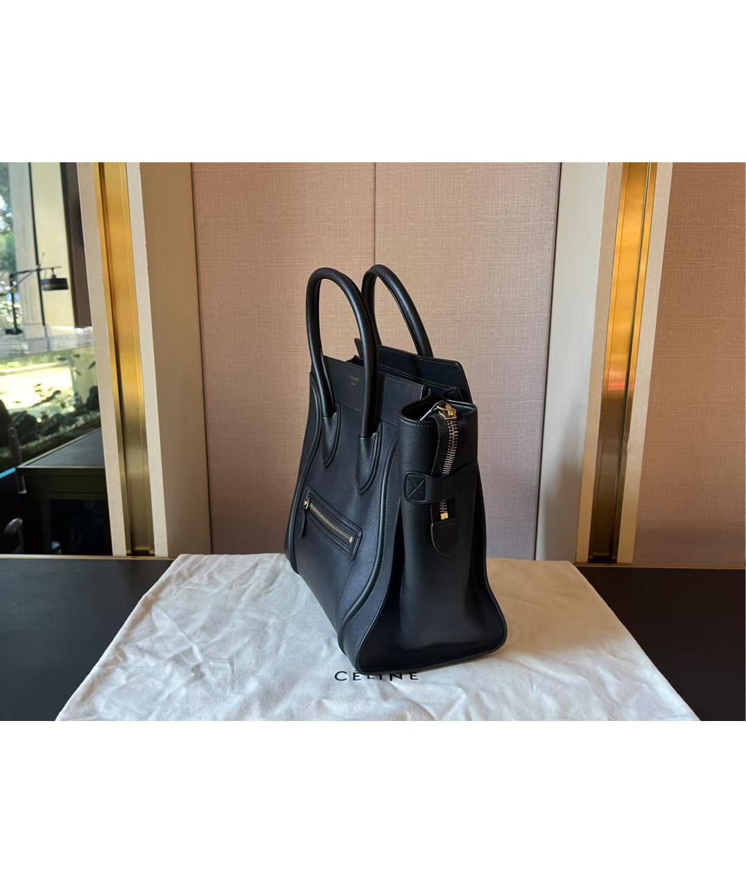 CELINE Черная кожаная сумка тоут, фото 3