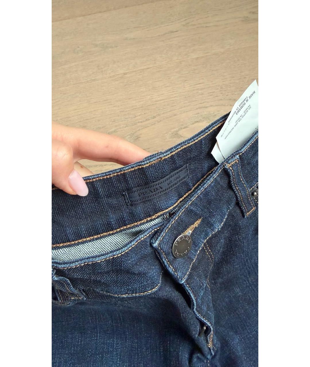 PRADA Темно-синие хлопковые прямые джинсы, фото 3