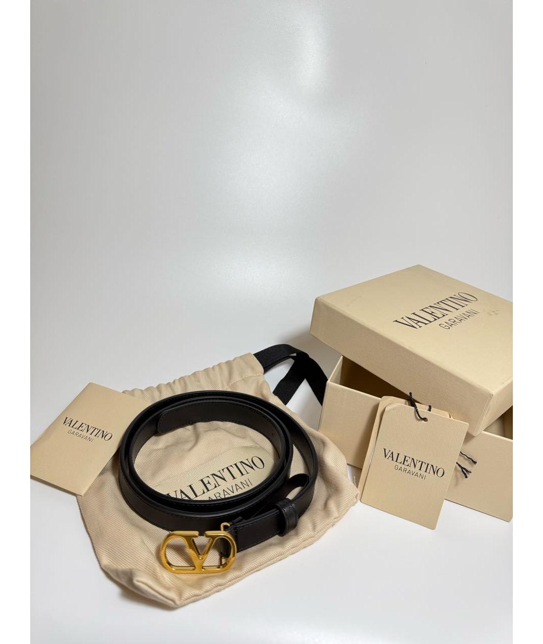 VALENTINO Черный кожаный ремень, фото 4