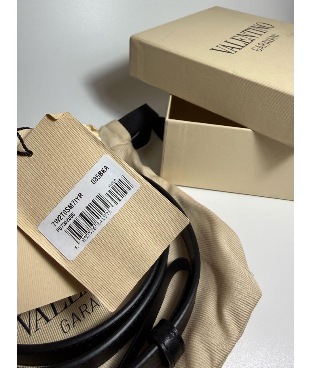 VALENTINO Черный кожаный ремень, фото 3