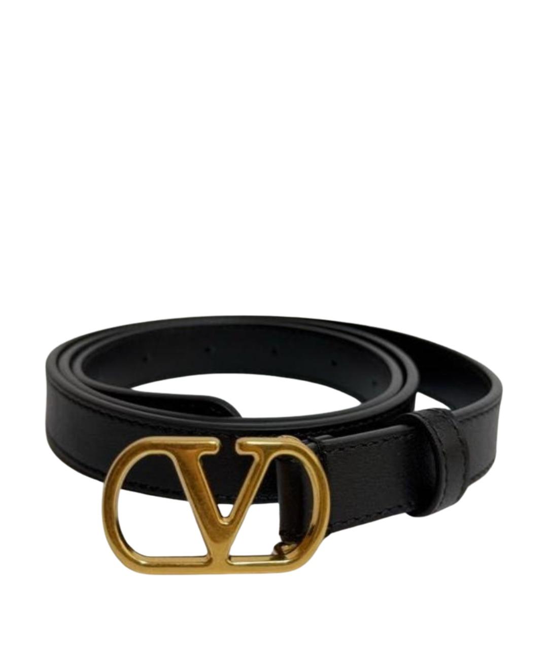 VALENTINO Черный кожаный ремень, фото 1