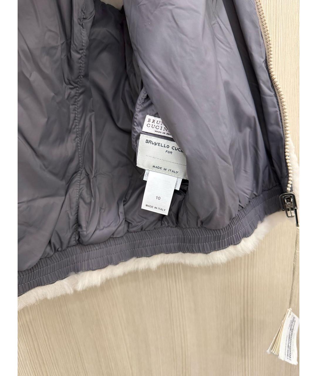 BRUNELLO CUCINELLI Бежевый меховой жакет / жилет, фото 3