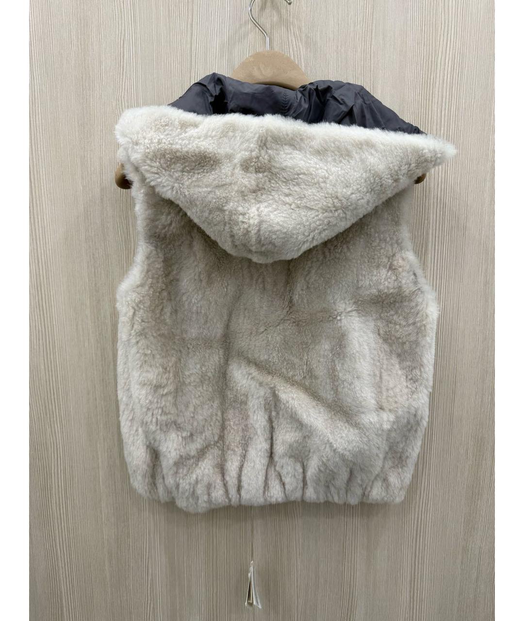 BRUNELLO CUCINELLI Бежевый меховой жакет / жилет, фото 4