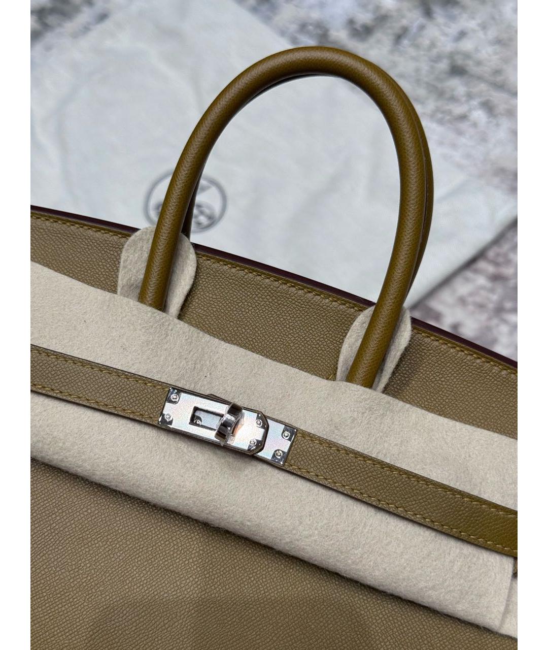 HERMES Горчичная кожаная сумка с короткими ручками, фото 2