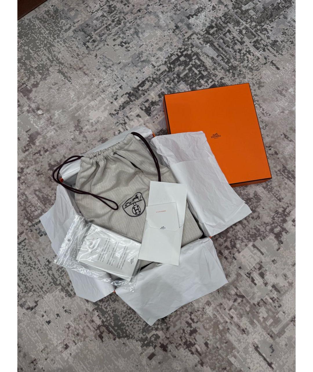 HERMES Горчичная кожаная сумка с короткими ручками, фото 4