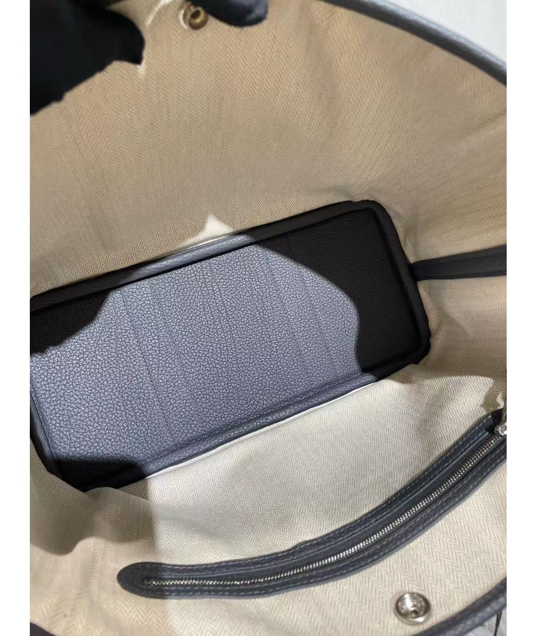 HERMES Серая кожаная сумка с короткими ручками, фото 6