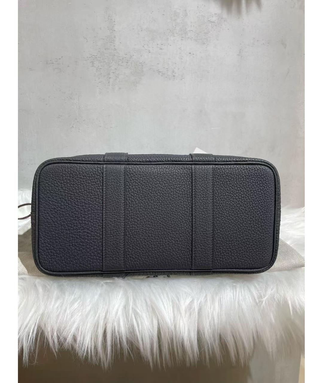 HERMES Серая кожаная сумка с короткими ручками, фото 5