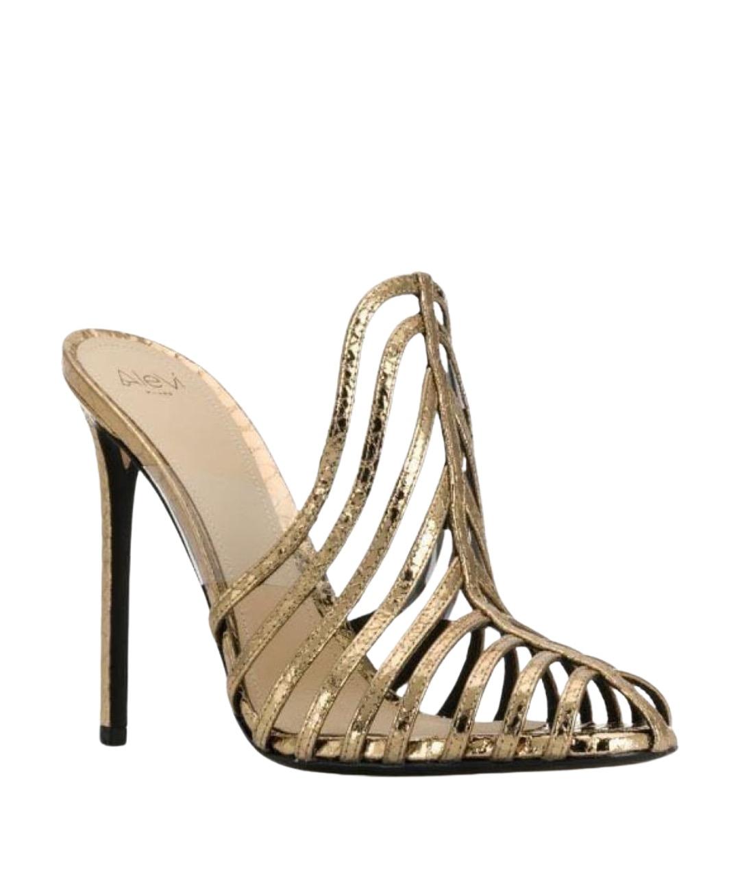 ALEVI Золотые мюли из лакированной кожи, фото 2