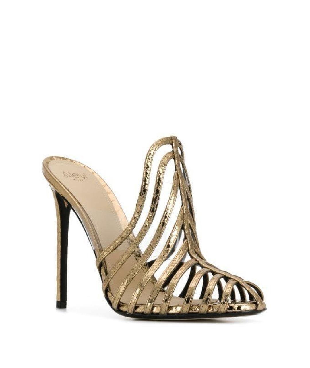 ALEVI Золотые мюли из лакированной кожи, фото 1