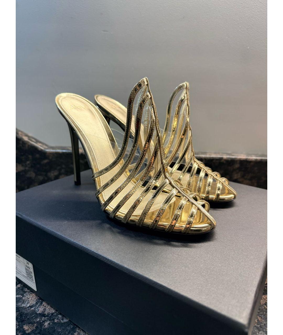 ALEVI Золотые мюли из лакированной кожи, фото 4