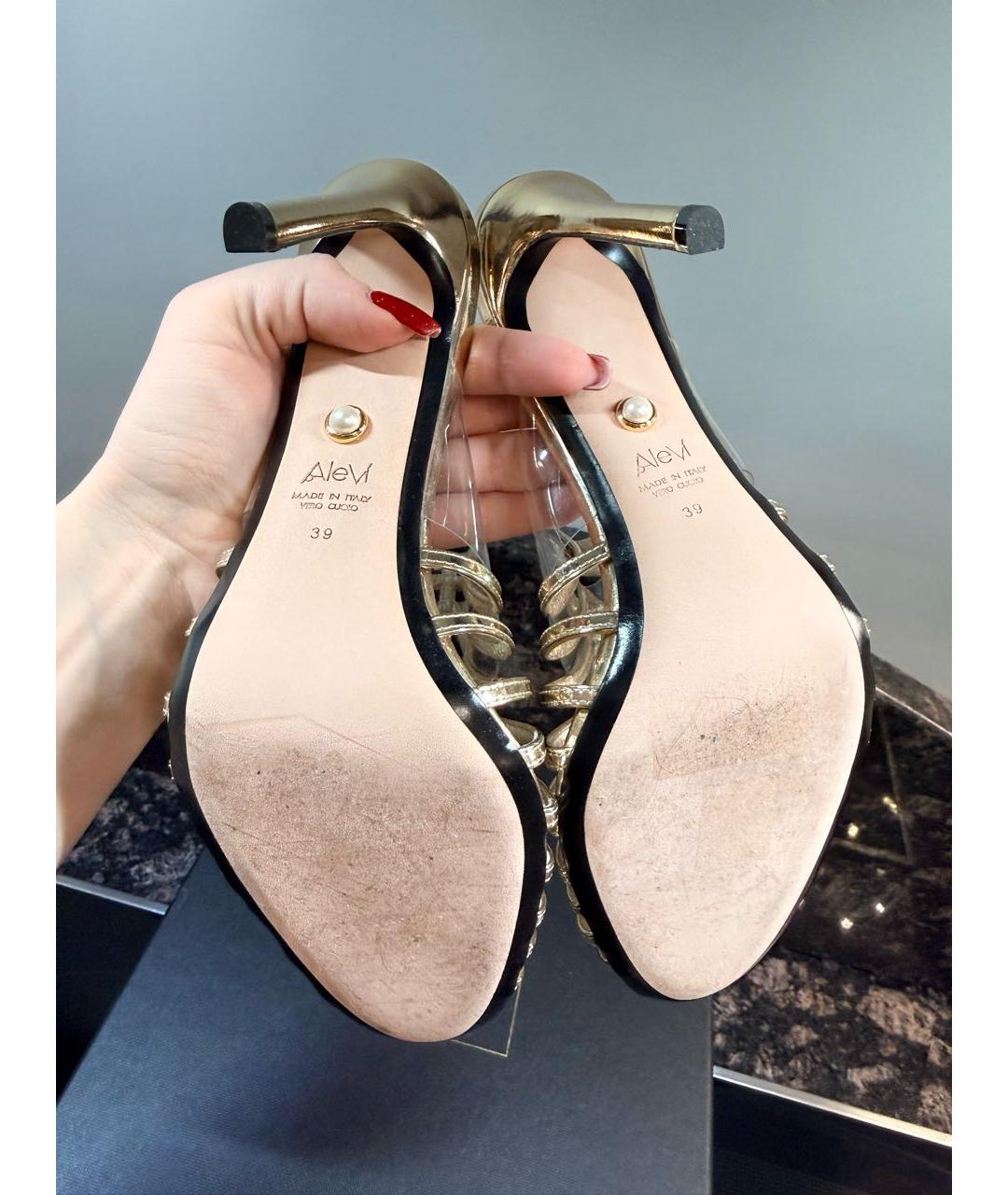 ALEVI Золотые мюли из лакированной кожи, фото 5