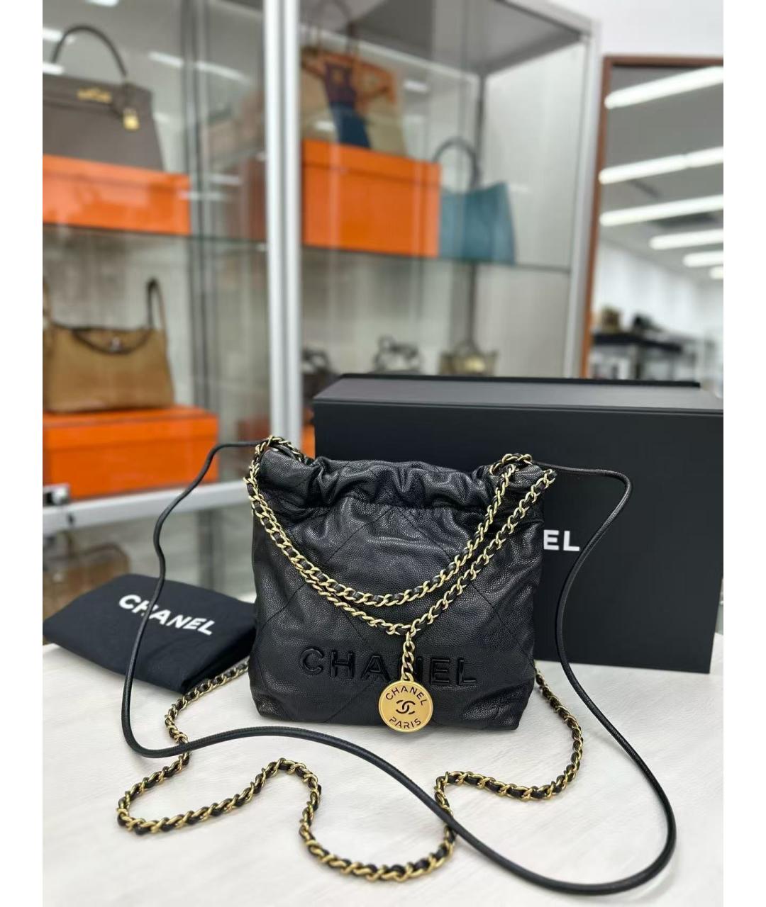 CHANEL Черная кожаная сумка через плечо, фото 6