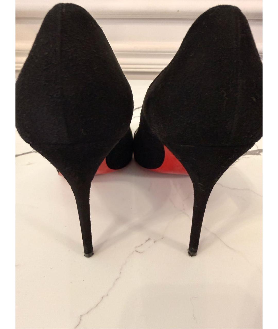 CHRISTIAN LOUBOUTIN Черные замшевые туфли, фото 3