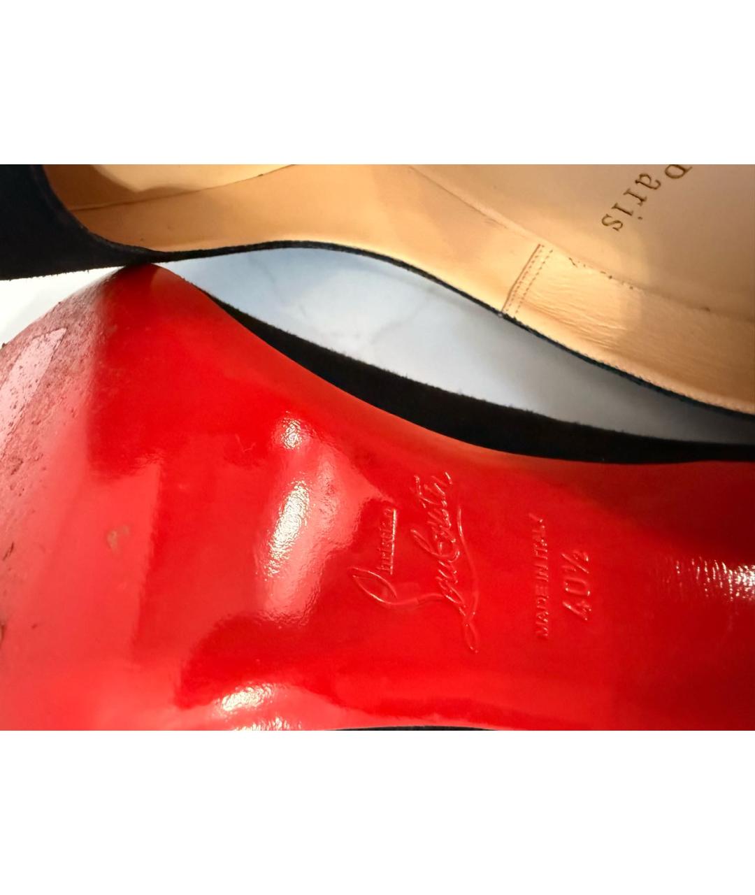 CHRISTIAN LOUBOUTIN Черные замшевые туфли, фото 4