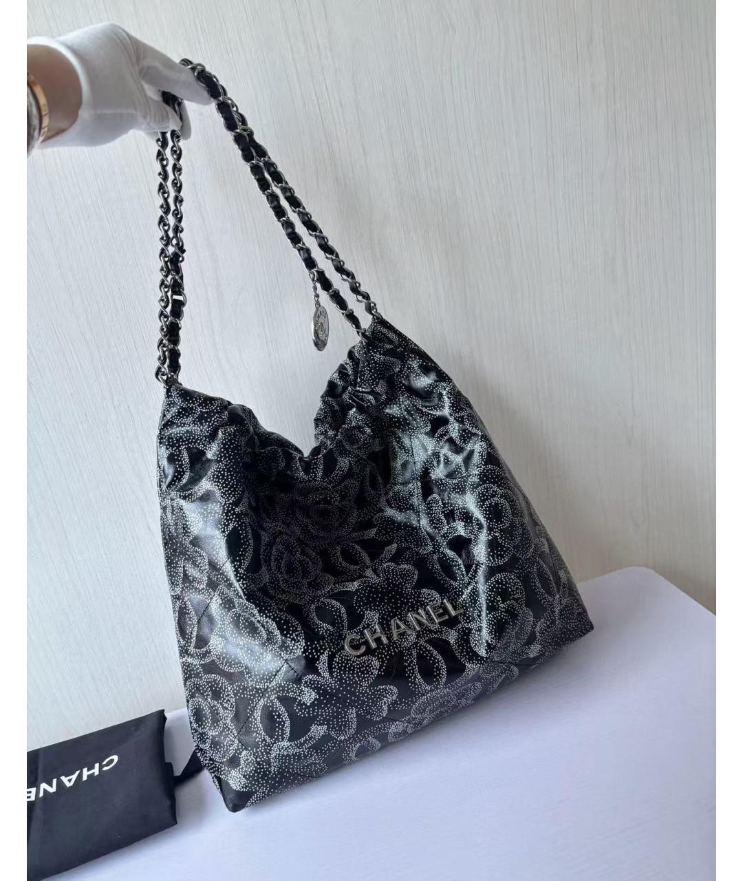 CHANEL Черная кожаная сумка тоут, фото 5