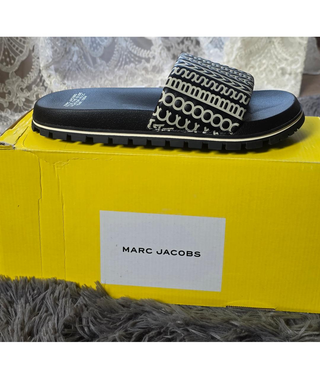 MARC JACOBS Черные кожаные шлепанцы, фото 7