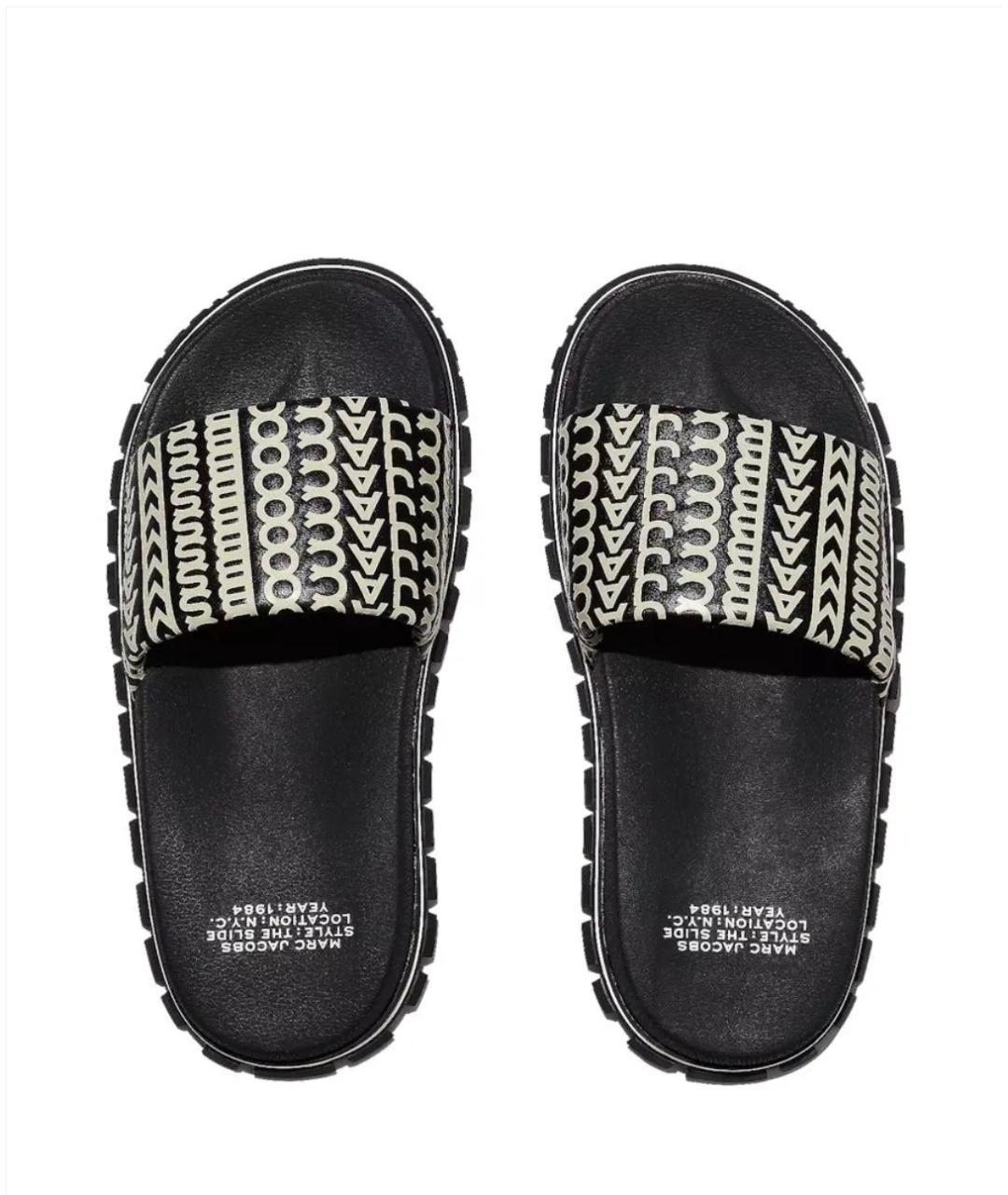 MARC JACOBS Черные кожаные шлепанцы, фото 2