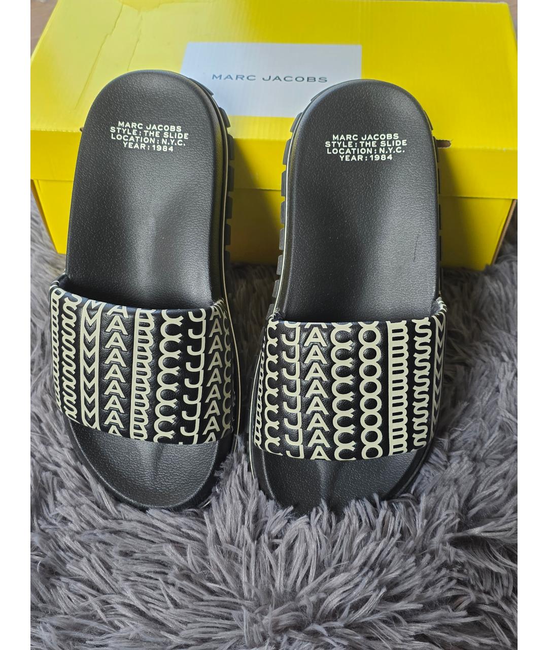 MARC JACOBS Черные кожаные шлепанцы, фото 5