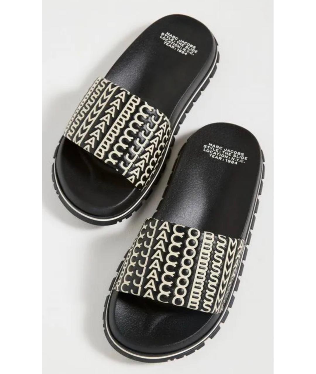 MARC JACOBS Черные кожаные шлепанцы, фото 3