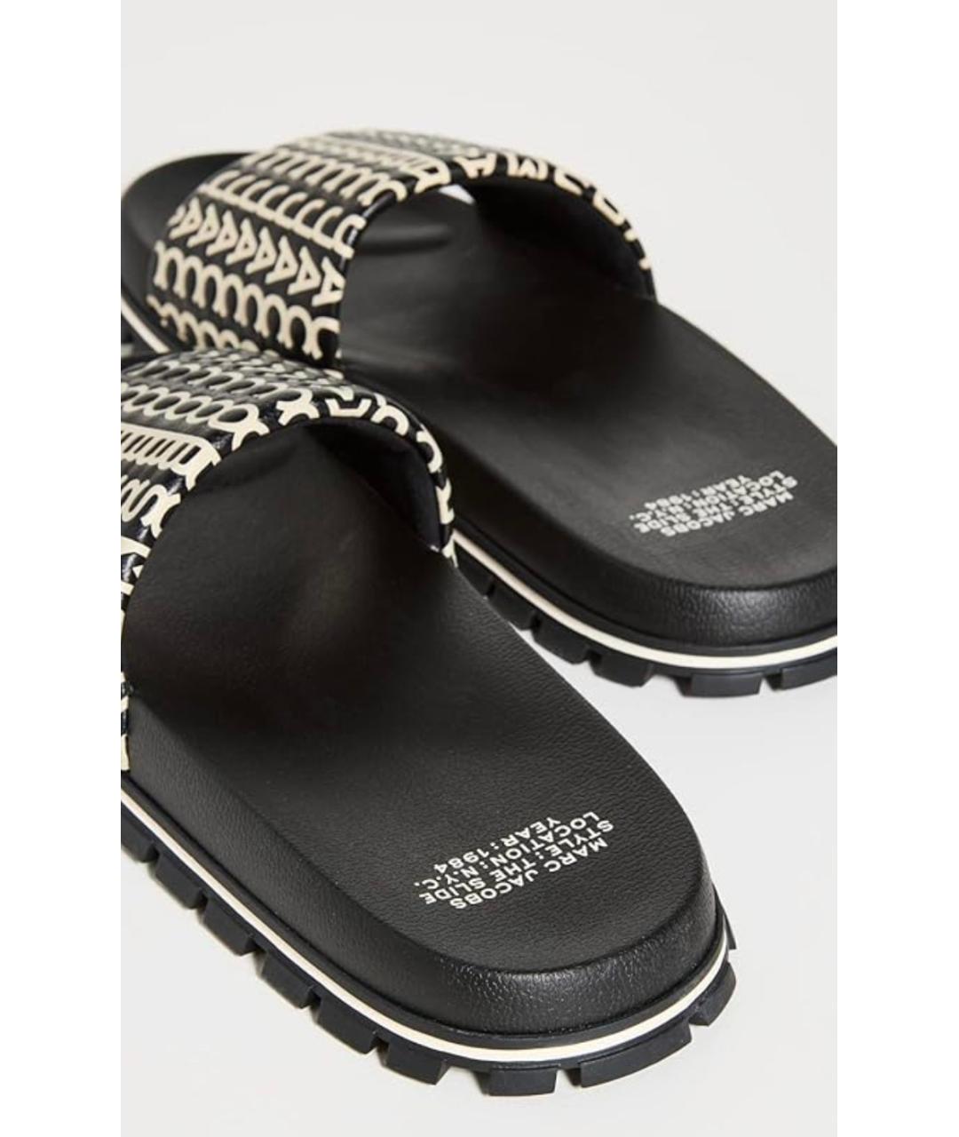 MARC JACOBS Черные кожаные шлепанцы, фото 4