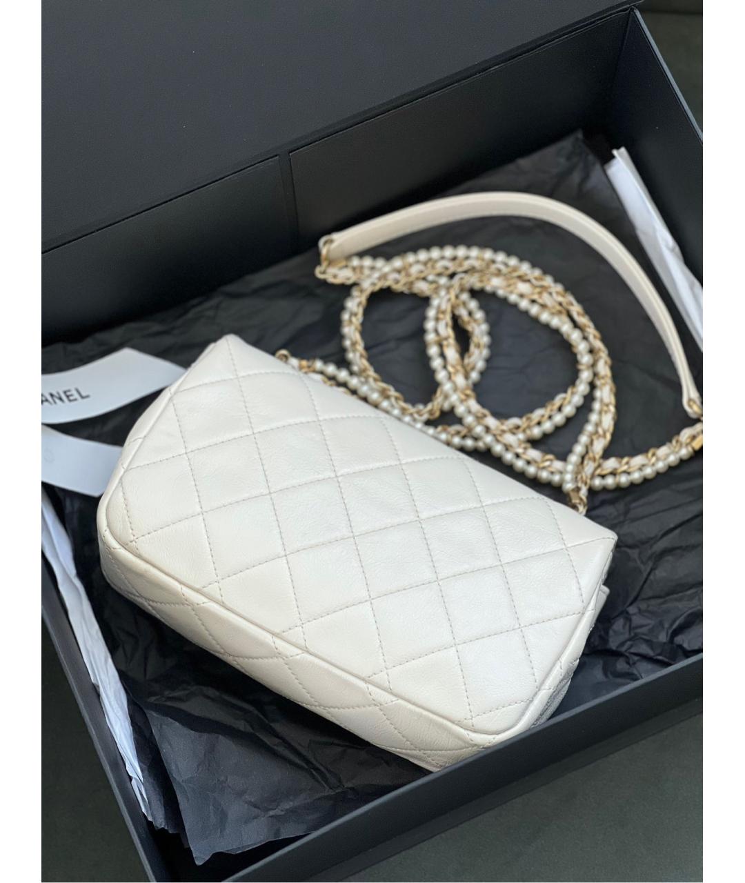 CHANEL Белая кожаная сумка через плечо, фото 2